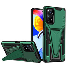 Custodia Silicone e Plastica Opaca Cover con Supporto MQ1 per Xiaomi Redmi Note 11 Pro 5G Verde