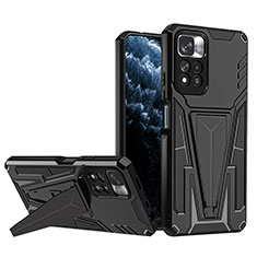 Custodia Silicone e Plastica Opaca Cover con Supporto MQ1 per Xiaomi Redmi Note 11 Pro+ Plus 5G Nero