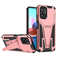 Custodia Silicone e Plastica Opaca Cover con Supporto MQ1 per Xiaomi Redmi Note 11 SE India 4G Oro Rosa