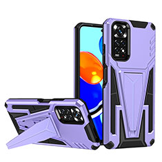 Custodia Silicone e Plastica Opaca Cover con Supporto MQ1 per Xiaomi Redmi Note 11S 4G Viola