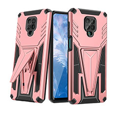 Custodia Silicone e Plastica Opaca Cover con Supporto MQ1 per Xiaomi Redmi Note 9 Pro Max Oro Rosa