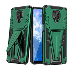 Custodia Silicone e Plastica Opaca Cover con Supporto MQ1 per Xiaomi Redmi Note 9 Pro Verde