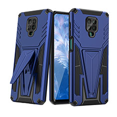 Custodia Silicone e Plastica Opaca Cover con Supporto MQ1 per Xiaomi Redmi Note 9S Blu