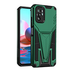 Custodia Silicone e Plastica Opaca Cover con Supporto MQ2 per Xiaomi Redmi Note 10S 4G Verde