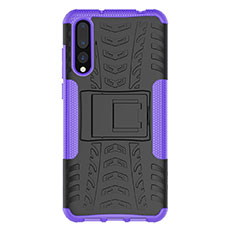 Custodia Silicone e Plastica Opaca Cover con Supporto P02 per Huawei P20 Pro Viola