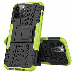 Custodia Silicone e Plastica Opaca Cover con Supporto per Apple iPhone 12 Pro Verde