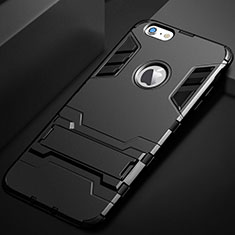 Custodia Silicone e Plastica Opaca Cover con Supporto per Apple iPhone 6 Plus Nero