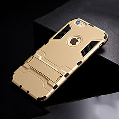Custodia Silicone e Plastica Opaca Cover con Supporto per Apple iPhone 6S Oro