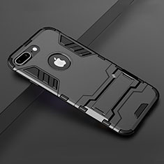 Custodia Silicone e Plastica Opaca Cover con Supporto per Apple iPhone 7 Plus Nero