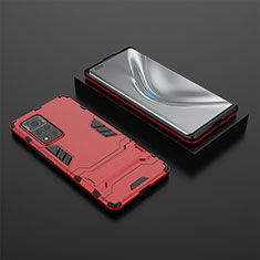 Custodia Silicone e Plastica Opaca Cover con Supporto per Huawei Honor V40 5G Rosso