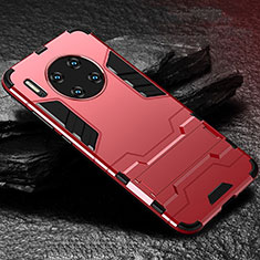 Custodia Silicone e Plastica Opaca Cover con Supporto per Huawei Mate 30 Pro Rosso