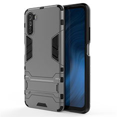 Custodia Silicone e Plastica Opaca Cover con Supporto per Huawei Mate 40 Lite 5G Grigio