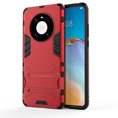 Custodia Silicone e Plastica Opaca Cover con Supporto per Huawei Mate 40E Pro 4G Rosso