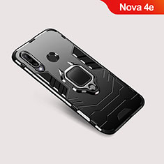 Custodia Silicone e Plastica Opaca Cover con Supporto per Huawei Nova 4e Nero