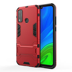 Custodia Silicone e Plastica Opaca Cover con Supporto per Huawei Nova Lite 3 Plus Rosso