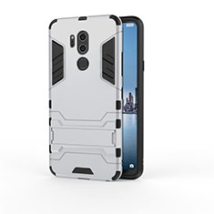 Custodia Silicone e Plastica Opaca Cover con Supporto per LG G7 Argento