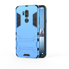 Custodia Silicone e Plastica Opaca Cover con Supporto per LG G7 Cielo Blu