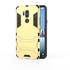 Custodia Silicone e Plastica Opaca Cover con Supporto per LG G7 Giallo