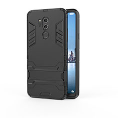 Custodia Silicone e Plastica Opaca Cover con Supporto per LG G7 Nero