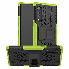 Custodia Silicone e Plastica Opaca Cover con Supporto per LG Velvet 5G Verde