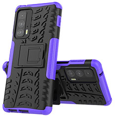 Custodia Silicone e Plastica Opaca Cover con Supporto per Motorola Moto Edge S Pro 5G Viola