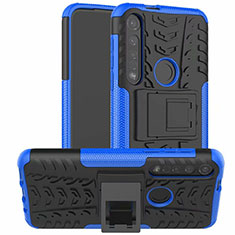 Custodia Silicone e Plastica Opaca Cover con Supporto per Motorola Moto G8 Plus Blu
