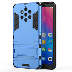 Custodia Silicone e Plastica Opaca Cover con Supporto per Nokia 9 PureView Cielo Blu