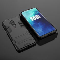 Custodia Silicone e Plastica Opaca Cover con Supporto per OnePlus 7T Pro Nero