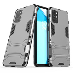 Custodia Silicone e Plastica Opaca Cover con Supporto per OnePlus 9R 5G Grigio