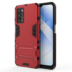 Custodia Silicone e Plastica Opaca Cover con Supporto per Oppo A53s 5G Rosso