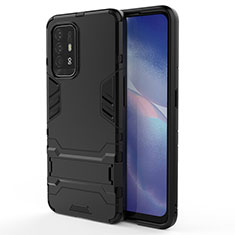 Custodia Silicone e Plastica Opaca Cover con Supporto per Oppo A94 5G Nero