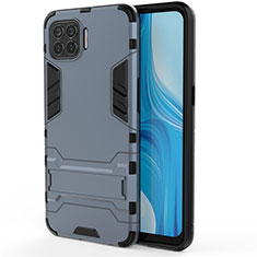 Custodia Silicone e Plastica Opaca Cover con Supporto per Oppo F17 Pro Blu