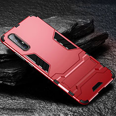 Custodia Silicone e Plastica Opaca Cover con Supporto per Oppo Find X2 Neo Rosso