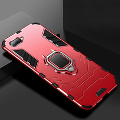 Custodia Silicone e Plastica Opaca Cover con Supporto per Oppo R17 Neo Rosso