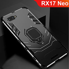 Custodia Silicone e Plastica Opaca Cover con Supporto per Oppo RX17 Neo Nero