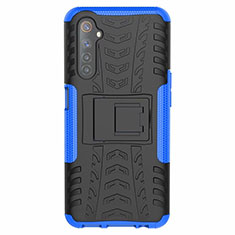 Custodia Silicone e Plastica Opaca Cover con Supporto per Realme 6 Blu