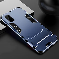 Custodia Silicone e Plastica Opaca Cover con Supporto per Realme Q2 5G Blu