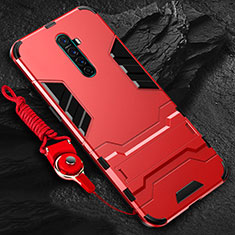 Custodia Silicone e Plastica Opaca Cover con Supporto per Realme X2 Pro Rosso