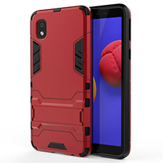 Custodia Silicone e Plastica Opaca Cover con Supporto per Samsung Galaxy A01 Core Rosso
