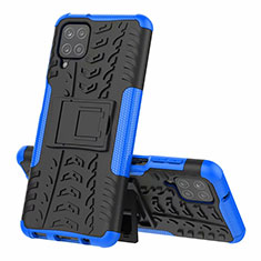 Custodia Silicone e Plastica Opaca Cover con Supporto per Samsung Galaxy A12 5G Blu