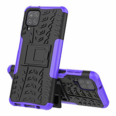 Custodia Silicone e Plastica Opaca Cover con Supporto per Samsung Galaxy A12 Viola