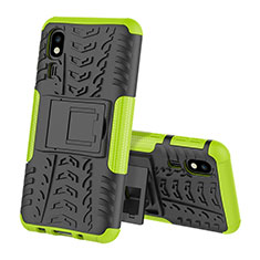 Custodia Silicone e Plastica Opaca Cover con Supporto per Samsung Galaxy A2 Core A260F A260G Verde