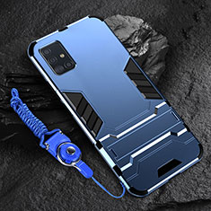 Custodia Silicone e Plastica Opaca Cover con Supporto per Samsung Galaxy A51 5G Blu