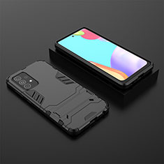 Custodia Silicone e Plastica Opaca Cover con Supporto per Samsung Galaxy A52 4G Nero