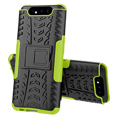 Custodia Silicone e Plastica Opaca Cover con Supporto per Samsung Galaxy A90 4G Verde