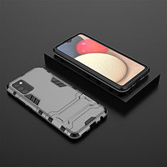 Custodia Silicone e Plastica Opaca Cover con Supporto per Samsung Galaxy F02S SM-E025F Grigio