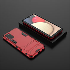 Custodia Silicone e Plastica Opaca Cover con Supporto per Samsung Galaxy F02S SM-E025F Rosso