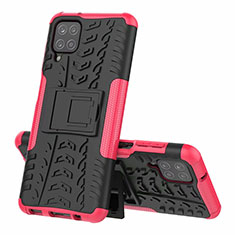 Custodia Silicone e Plastica Opaca Cover con Supporto per Samsung Galaxy M12 Rosa