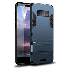 Custodia Silicone e Plastica Opaca Cover con Supporto per Samsung Galaxy Note 8 Duos N950F Blu