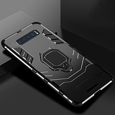 Custodia Silicone e Plastica Opaca Cover con Supporto per Samsung Galaxy S10 Nero